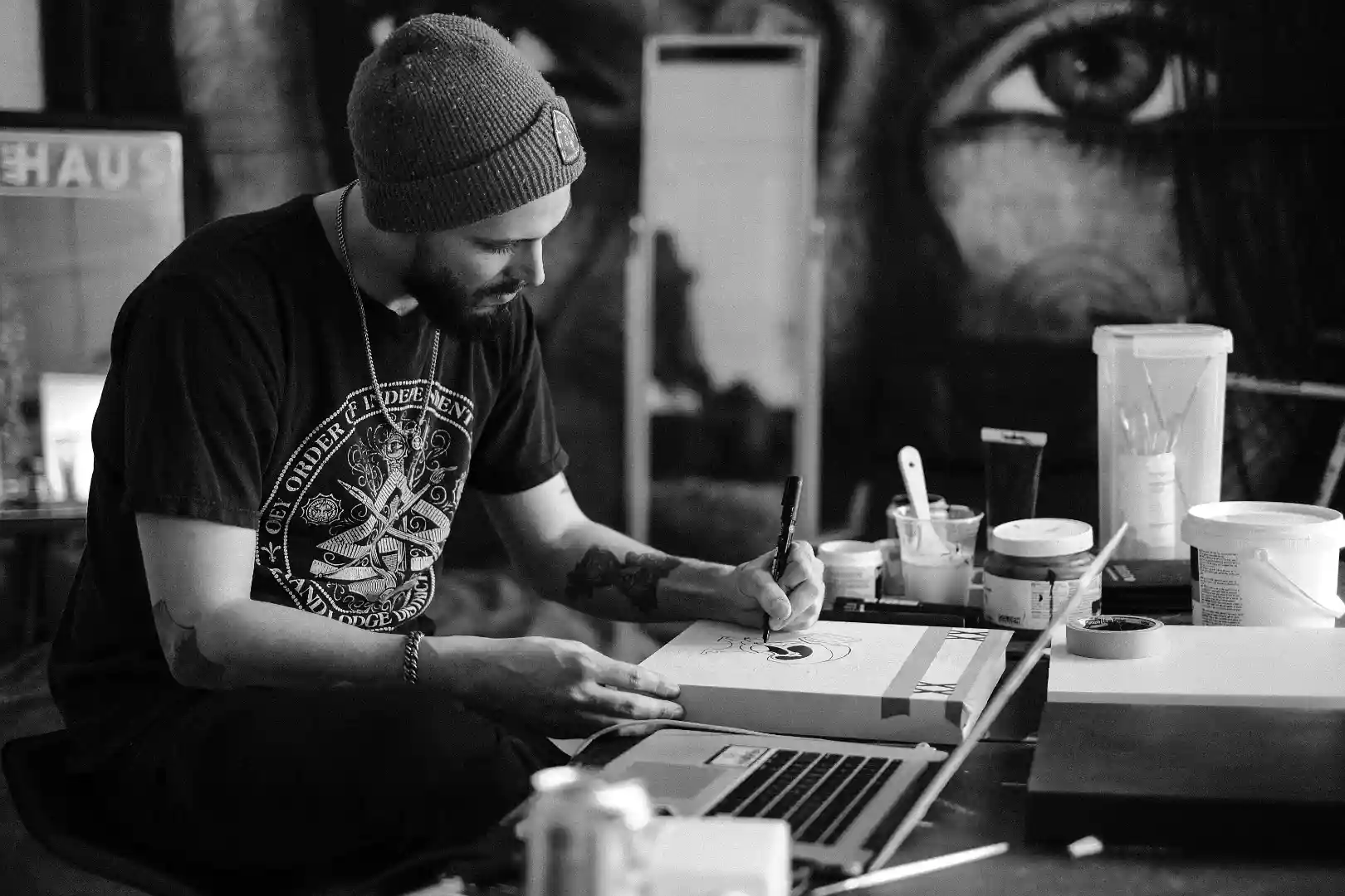 artist working at the desk